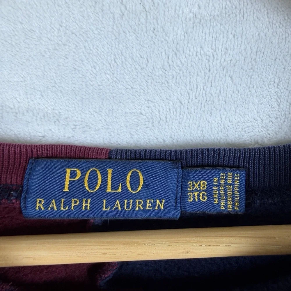 Polo Ralph Lauren P Wing Patch Varsity Colorblock Sweatshirt Mens 3XB Big & Tall